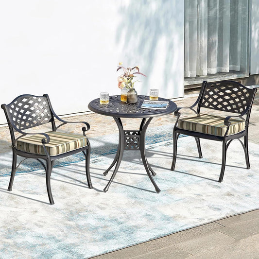 LVTXIII Patio Chair Cushions 22"x22"x3", Water-Repellent Outdoor Seat Cushions for Patio Furniture, Square Chair Pads with Ties for Home Garden Decoration, Set of 2, Stripe Onyx