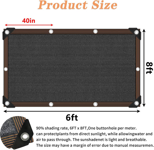 QLOFEI Shade Cloth for Garden, 90% Sunblock Shade Neting Cover with Grommets, Sun Protection Screens for Patio Kennel Chicken Coop Pergola Greenhouse Plants Cover Mesh Tarp, 6x8 FT
