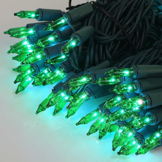 Christmas String Lights, 150 Count 33 FT Incandescent Mini Green Wire Fairy Light, 120V UL Certified Connectable St Patricks Day Tree Lights for Patio, Holiday, Party, Outdoor Indoor Decoration, Green