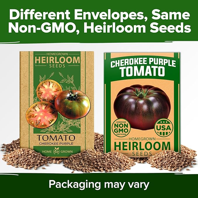 HOME GROWN π¨π¦π π£π₯ππ ππ¨π Cherokee Purple Tomato Seeds 1 Pack (Solanum lycopersicum) - 106 Seeds, π‘π’π‘-ππ π’ Tomato for Planting - Heirloom Vegetable Seeds with High Germination Rate