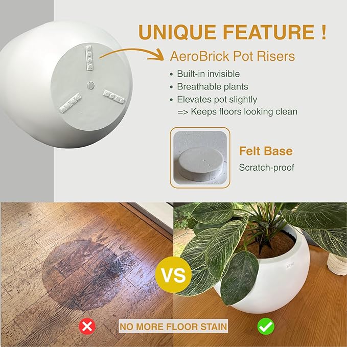 Corso Fiberstone Planter, Round Tapered Drainage Pots, Large Modern Porch Planters for Indoor and Outdoor use (Kilim Beige, 21" H x 19" D)