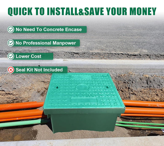 24x24x24in Underground Splice Boxes W/FRP Inspection Cover Large Enclosure Box Bucket Polyethylene Distribution Pull Access Electrical Junction Drillable Tapered Wiring Box for Cable