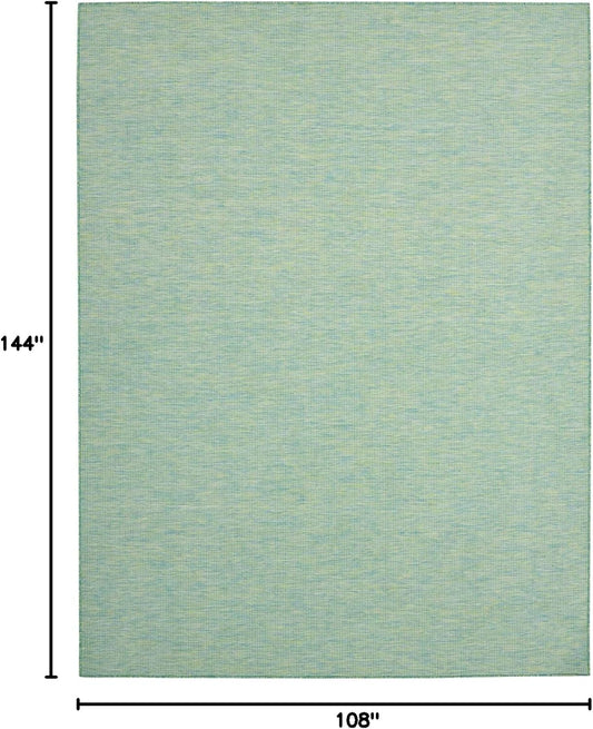 Nourison Positano Indoor/Outdoor Blue/Green 9' x 12' Area Rug, Easy Cleaning, Non Shedding, Bed Room, Living Room, Dining Room, Backyard, Deck, Patio (9x12)