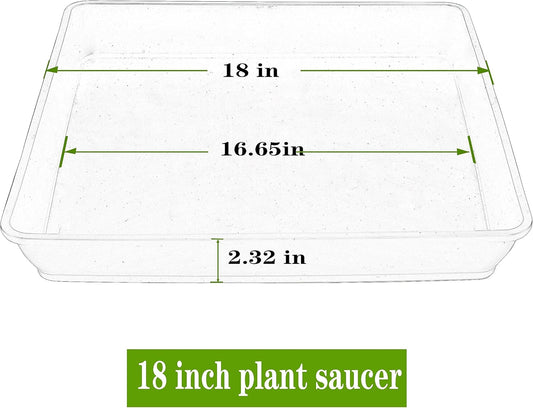 Square Plant Saucer 18 Inch 2 Pack, Plastic Plant Saucer, Garden Large Deep Plant Trays for Pots, Heavy Duty Plant Pot Saucers, Planters for Indoors and Outdoors Plants Black.