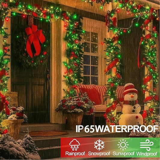 4 Pack 180FT Solar Christmas Lights Outdoor Waterproof, Super Bright 320 LED Solar String Lights with 8 Lighting Modes, Green Wire Twinkle Tree Light for Outside Xmas Party Decorations (Red and Green)