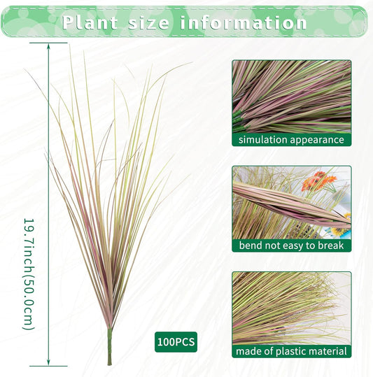 100Pcs Artificial Grass Plants, Faux Shrubs Wheat Grass, Artificial Tall Grasses Fake Plants for Outdoor Decor,Artificial Greenery Stems Weed for Room Indoor Home Decor(Light Purple)