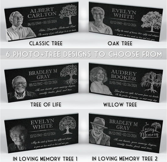in Loving Memory Photo Tree of Life Personalized Granite Memorial Stone Sympathy Remembrance of Dad Mom Child