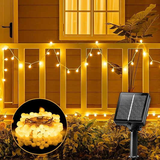 Brightown Solar String Lights Outdoor Waterproof, 19.6Ft 60 LED Globe Solar Patio Lights, 8 Modes Balcony Lights for Yard Patio Tree Canopy Party Camping Balcony Decor(Warm White)