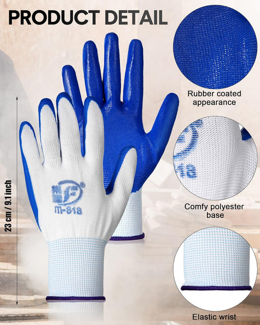 Nuogo 48 Pairs Gardening Gloves for Men Women Rubber Coated Safety Work Gloves Bulk for Gardening Construction Work