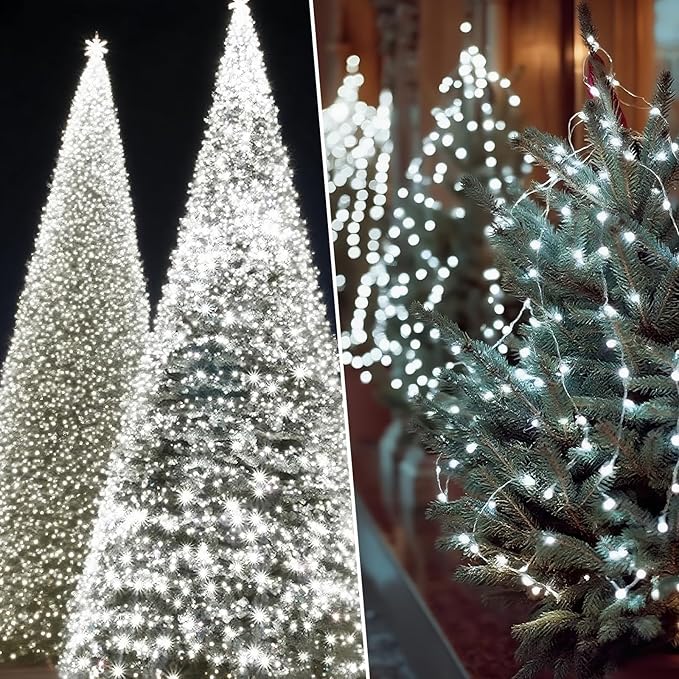 Solar String Lights Outdoor Waterproof 2 Pack Total 66ft 200LED 8 Modes Twinkle Lights Solar Fairy Lights for Patio, Garden Yard Party Wedding Tree Christmas Halloween Decoration, White