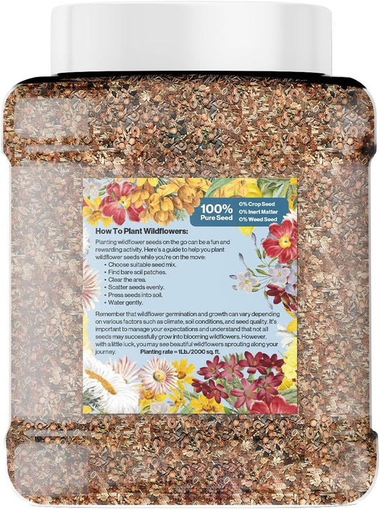Regional Wildflower - Northeast USA Wildflowers - 100% Pure Seed - Organic, Non-GMO - 21 Wildflower Variety Seeds of Annual & Perennial, 1 LB Tub