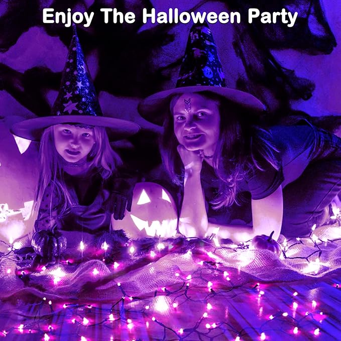BlcTec Halloween Lights 300 LED 108FT Halloween String Lights with 8 Modes, UL Certified, Connectable, Waterproof, Timer for Outdoor Indoor Yard, Porch, Trees, Haunted House Decorations, Purple