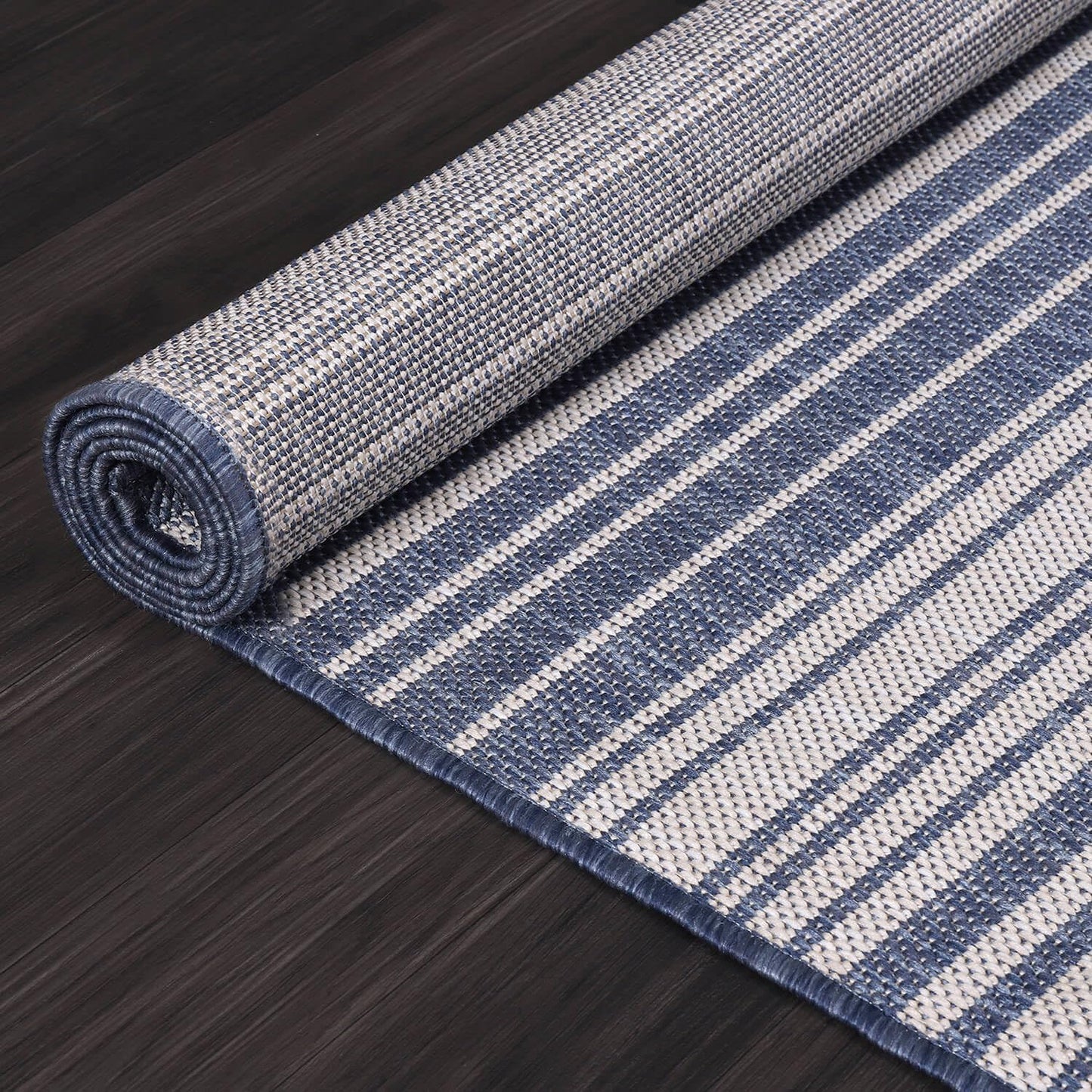 Stripe Outdoor Rug 5x7 Washable Outside Carpet for Indoor Patio Porch Waterproof Easy Cleaning Non Shedding Area Rugs Blue 5 x 7