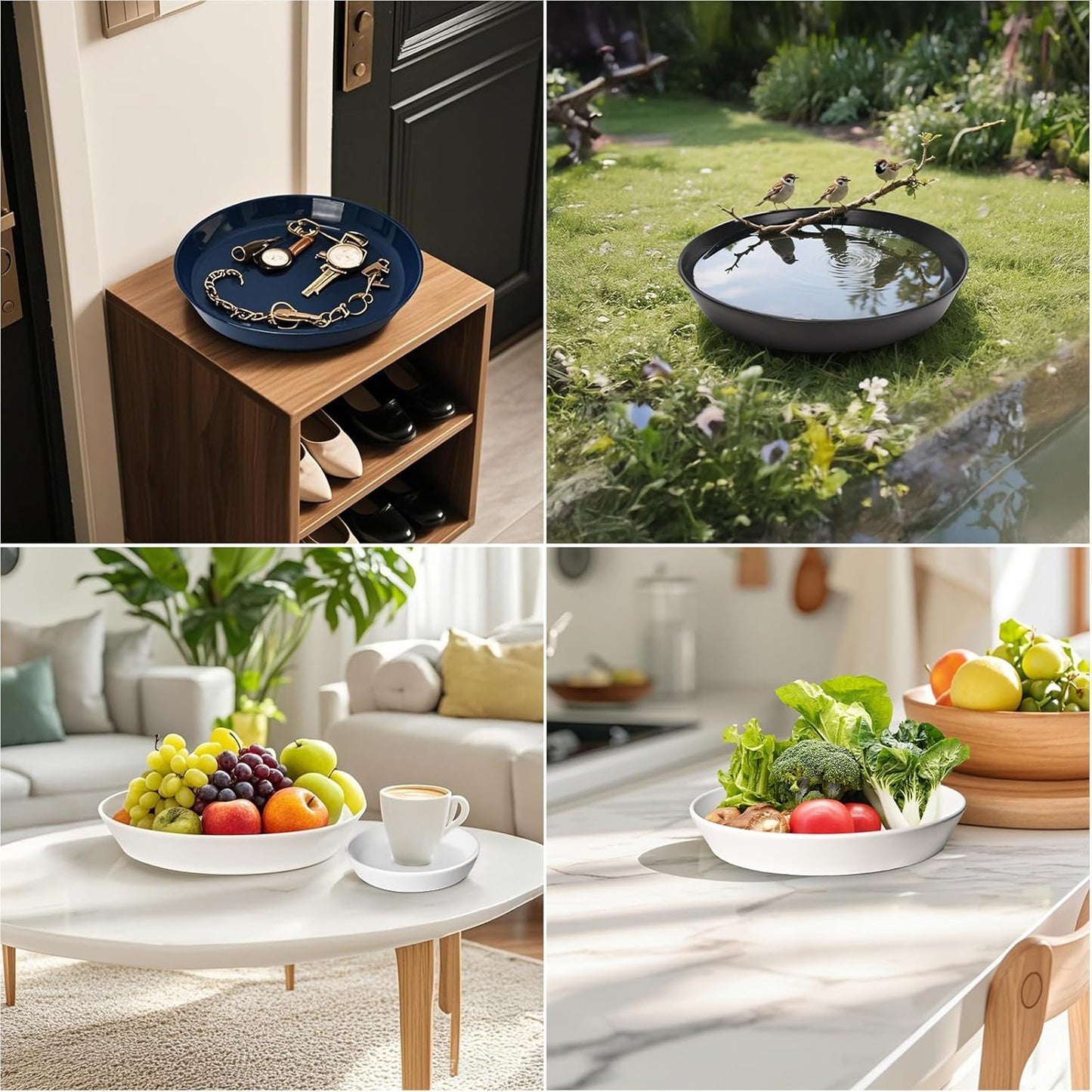 Ceramic Plant Saucers, 10 Inch (11 Inch) Plant Trays, Durable Round Glazed Ceramic Flower Plant Water Drip Tray for Pots Planter, Heavy Duty Plant Dish Plant Plate to Catch Water for Indoor & Outdoor