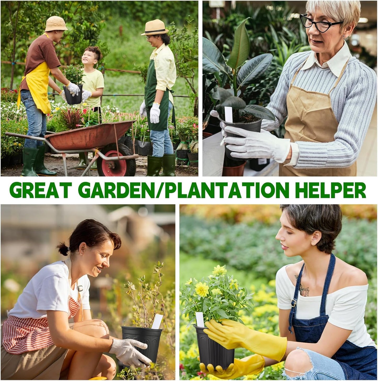 Tioncy 150 Pieces 6.5'' Plastic Seedling Pots Flexible 1 Gallon Nursery Pots with 150 Plant Labels Transplanting Soft Plastic Planters with Drainage Gardening Seed Starting Container