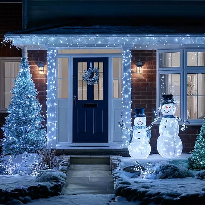 Dazzle Bright Battery Operated Christmas Lights, 2 Pack Total 32FT 100LED Clear Mini String Lights Waterproof with 8 Modes for Xmas Indoor Outdoor Yard Holiday Wedding Decorations (White)