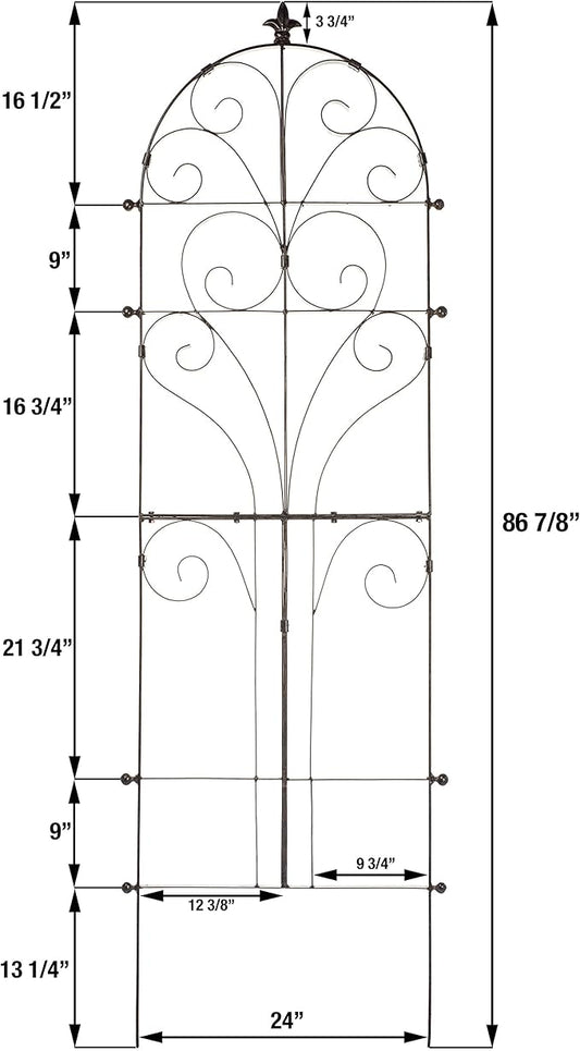 H Potter Garden Trellis for Climbing Plants Iron Metal Outdoor Scroll Wall Decor or Flowers Roses Vine Ivy Clematis GAR214 Large