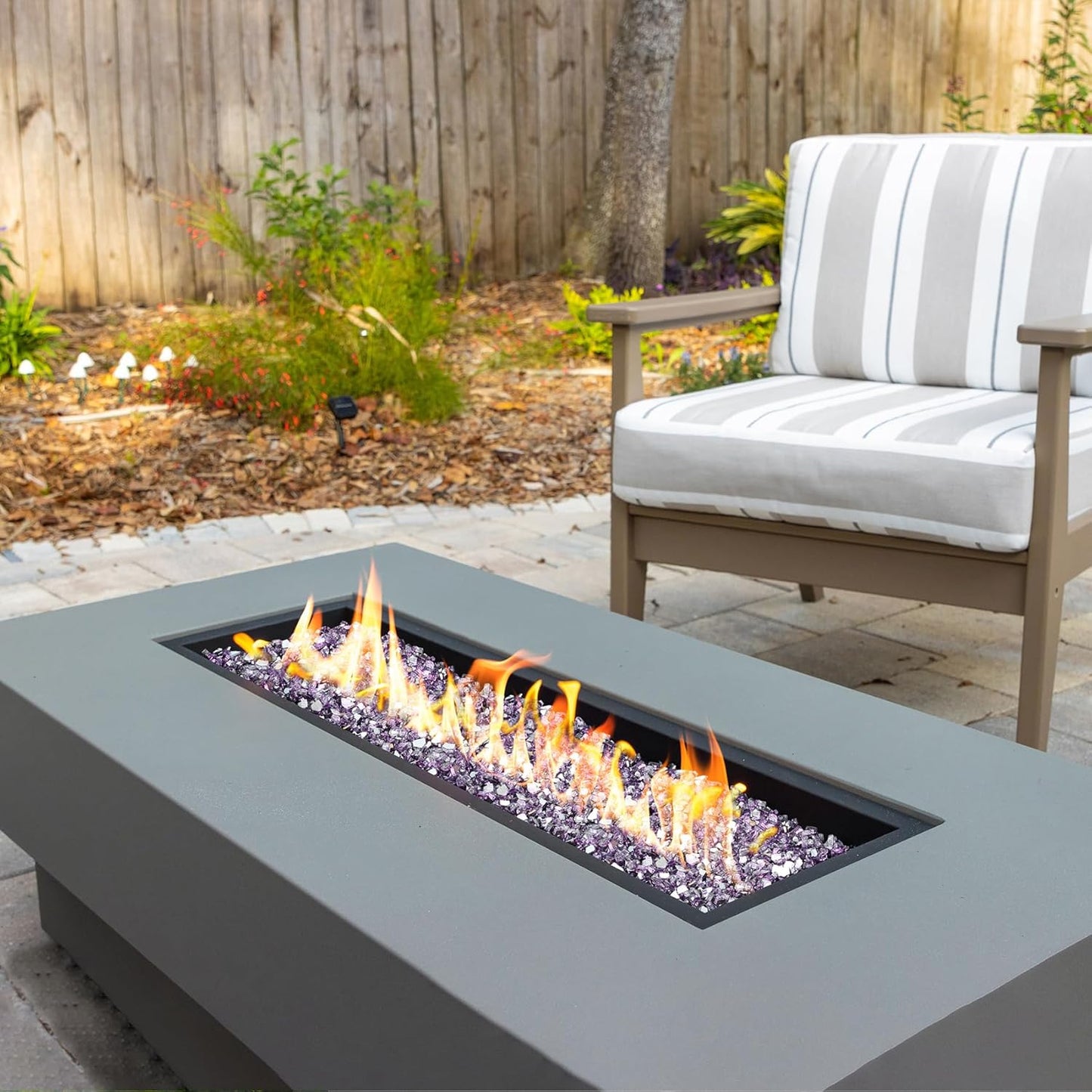 Mr. Fireglass 10 Pounds Fire Glass - 1/4 Inch High Luster Reflective Tempered Glass Rocks for Fireplace Fire Pit Table and Landscaping, Purple