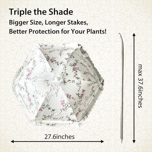 TIMSO Adjustable 3 Pack Plant Shade Umbrella for Outdoor Garden - Sun Protection Cloth & Umbrella for Plants, Potted Plants, and Garden Beds