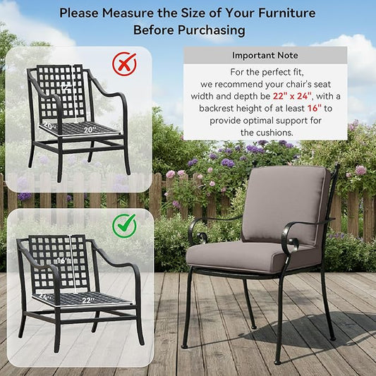 Outdoor Chair Cushions for Patio Furniture - 1 Pack Outside Durable Thick Replacement Cushion 22x24 with Zipper Cover for Wicker Glider Rocking Chairs Loveseat Couch – Grey/Regular