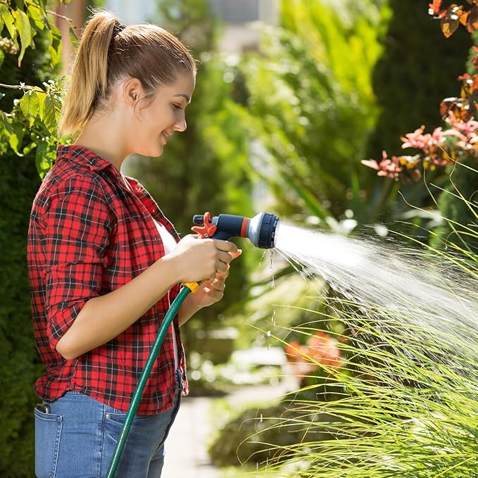 Garden Hose Nozzle 2 Pack - 8 Adjustable Spray Patterns, Heavy Duty Water Hose Sprayer for Car Washing, Plant Watering, Pet Bathing & Outdoor Cleaning