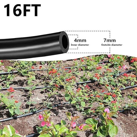 1/4 inch Drip Irrigation Tubing, 16FT Blank Distribution Tubing Drip Irrigation Hose, Garden Watering Drip Line for DIY Drip Irrigation System