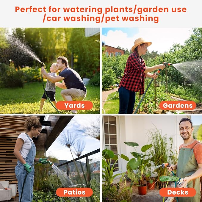 Upgraded Retractable Garden Hose Reel 1/2 in x 100 ft PRO 180° Swivel Metal Bracket Automatic Slow Return Heavy Duty Wall-Mounted Hose Reel Any Length Lock 9 Pattern Nozzle UV Resistant