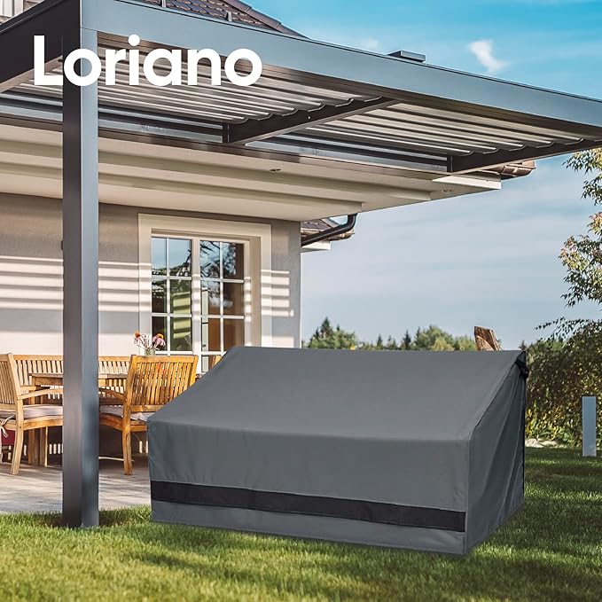 Loriano 600D Oxford Fabric Heavy Duty Patio Furniture Sofa Covers, 100% Waterproof Outdoor Furniture Covers for 3-seater Sofa 83"W x 40"D x 30"H, Lawn Patio Furniture Covers with Air Vent and Handle