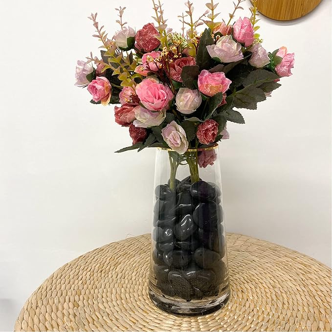 2 lbs Black Pebbles for Indoor Plants, 1-2 Inch Small Bag Black Stones. Decorative River Rocks for Plants, Landscaping, Vase Fillers and Outdoor Garden