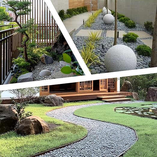 10LB Black Stones Pebbles River Rocks, Natural Beach Pebbles, 1-2" Garden Decorative Stones-1-2 Large Plant Rocks,Ideal for Aquarium, Home Decor