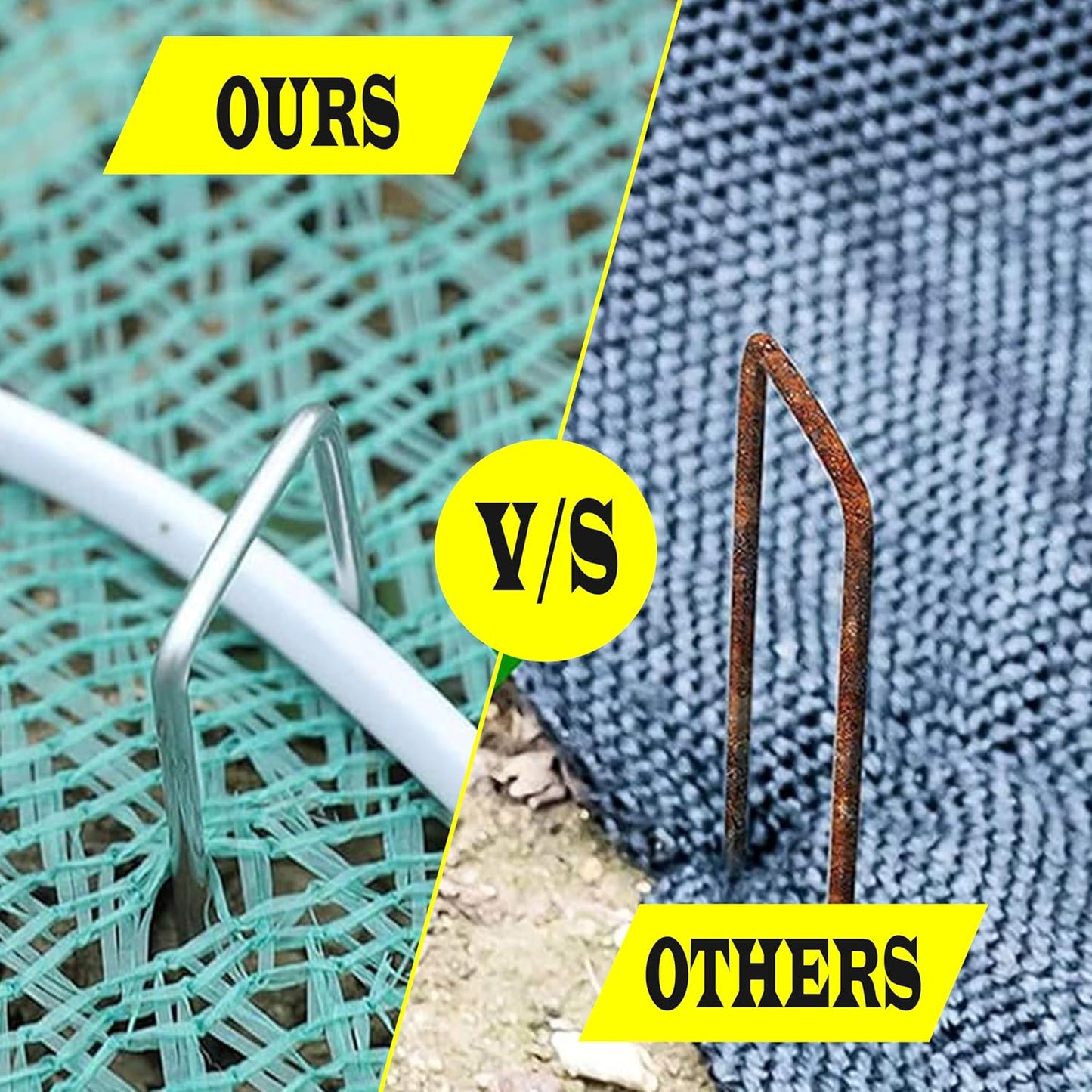 75 Pack x 6 Inch Landscape Staples Galvanised, Fabric Pins, 11 Gauge, Garden Staples, Tent Stakes, Fabric Pins for Lawn, Fence, Tent, Decoration, Weed Barrier, Outdoor. (75 x 6in)