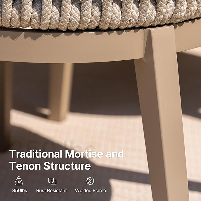 PURPLE LEAF 7 Pieces Outdoor Dining Set, Aluminum Outdoor Patio Table and Chairs Set with Olefin Cushions, All-Weather Patio Dining Set for Garden or Deck, Beige