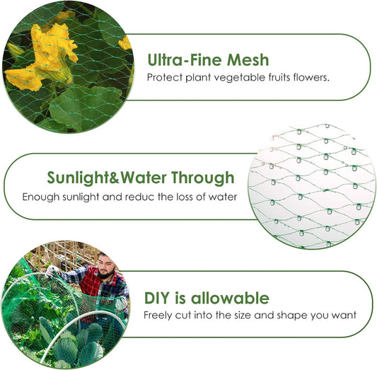 13X40Ft Bird Netting for Garden Protect Vegetable Plants and Fruit Trees,Plastic Trellis Netting for Birds, Deer,Squirrels and Other Animals