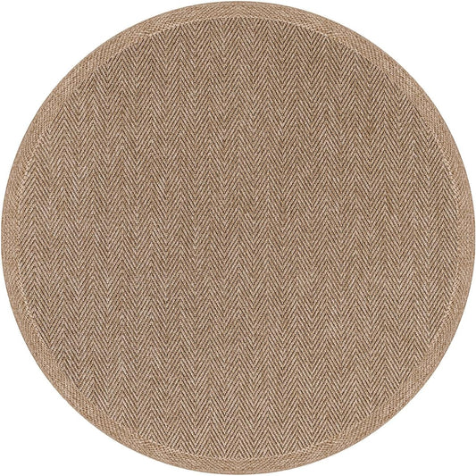 CAMILSON Easy Jute Round Rug 6ft Indoor Outdoor Natural Color Fiber Area Rugs for Living Room Patio and Kitchen Rug Herringbone Woven Design Easy-Cleaning Washable Outside Carpet Alfombras (6 Round)