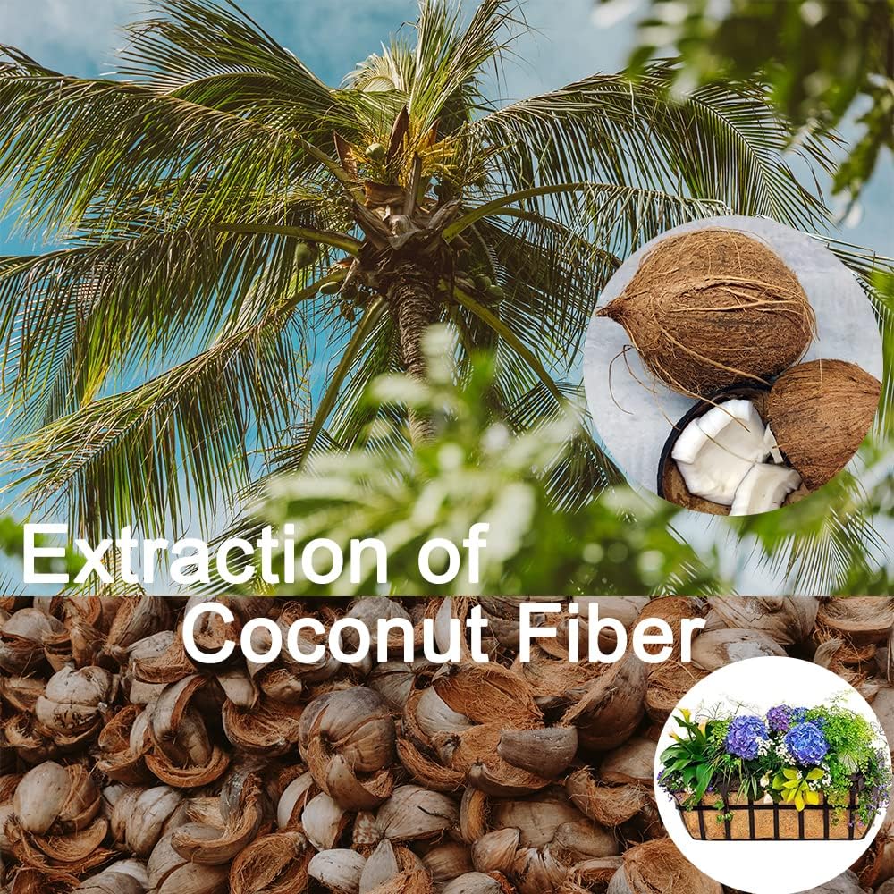 3Pcs 36“ Coco Liners for Planters, Pre-Formed Trough Coconut Fiber Liner Replacement for Window Box, Fence Flower Baskets, Garden Flower Pot (36 inch 3PCS)