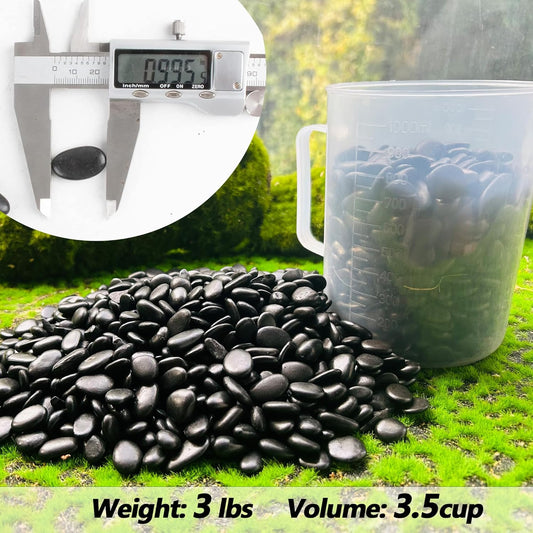 Black Pebbles for Plants 3lb Bulk Bag 0.5"- 1" Aquarium Gravel Decorative Polished Stone Natural River Rocks for Fish Tank…