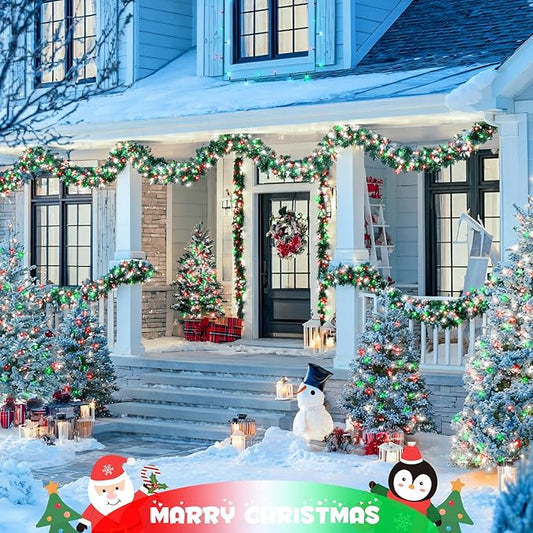 JMEXSUSS 2 Pack Red White and Green Solar Christmas Lights, Total 400 LED 151FT Solar String Lights Outdoor Waterproof, 8 Modes Solar Lights for Outside Tree Patio Christmas Decorations