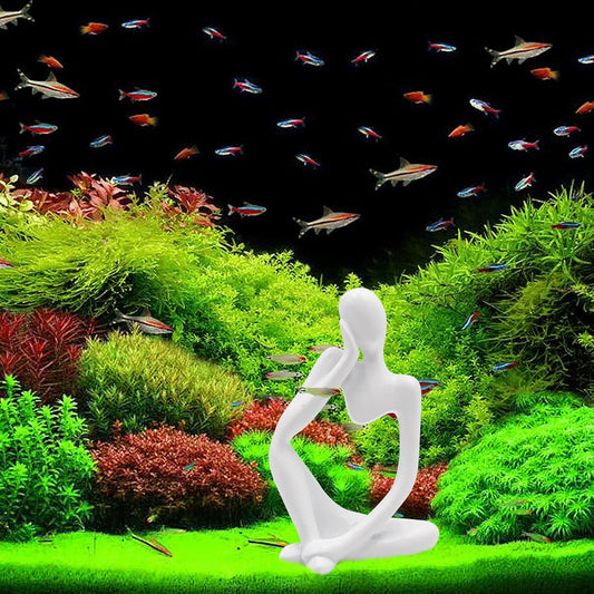 Thinker Statues and Sculptures, Resin Thinker Statue Ornaments, Abstract Style Sculptures, Housewarming Gifts, Housewarming Decorations, Living Room Dining Desk Decorations (White Right, Small)