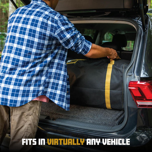 8x8 Heavy Duty Pop Up Canopy by Compact Shelter - EZ Setup, Commercial Grade Aluminum Frame, 42” Folded Frame Height, UPF 50+, Adjustable Portable Tent for Beach, Events, Camping, Roller Bag (White)