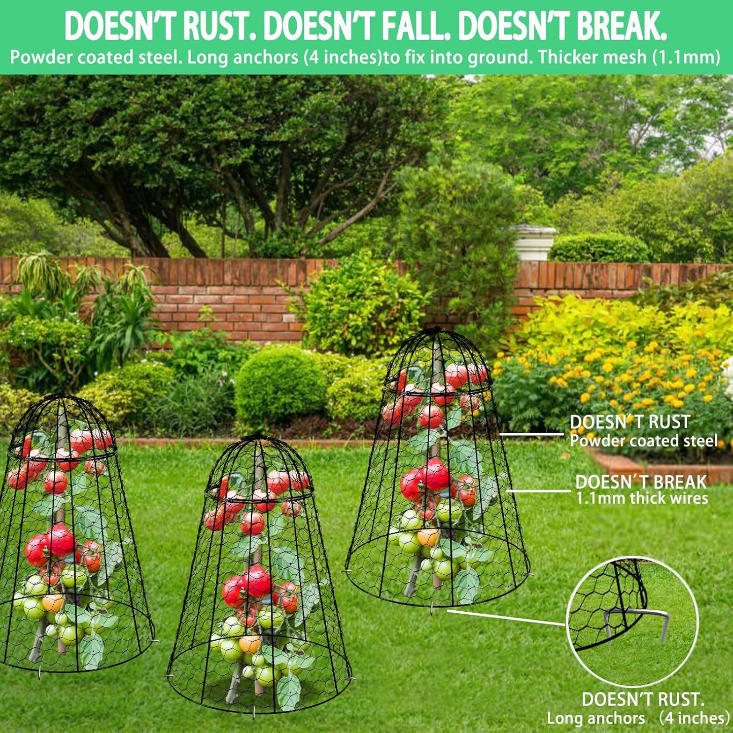 Garden Cloches for Plants Extra Large Sapbontchi Garden Cloche Chicken Wire Cloche for Plants Cages Cover Plant Protectors from Animals in Outdoor Vegetable Garden Set of 6 Plant Cloche 20" H x 12" D