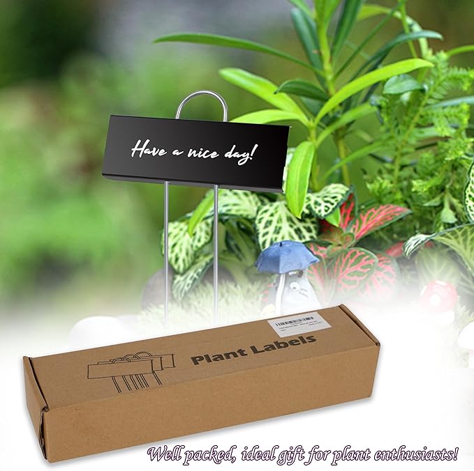FORUP Metal Plant Labels, 30 Pack Garden Label Markers, Weatherproof Garden Stake Tags, Reusable Planting Gardening Markers, Black
