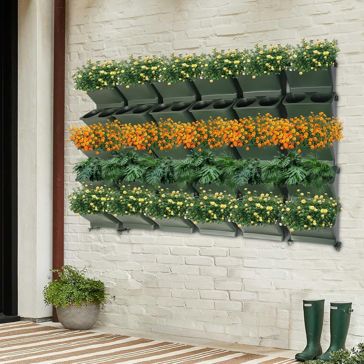 JOMCYDM Vertical Planter with 30 Pockets Wall Mounted Planter Living Wall Planter Indoor Outdoor Wall Plant Holder Microgreens Growing Kit Herb Pots