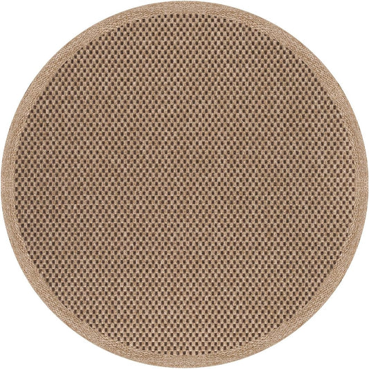 CAMILSON Easy Jute Round Rug 4ft Indoor Outdoor Natural Color Fiber Area Rugs for Living Room Patio and Kitchen Rug, Sisal Boho Woven Design Easy-Cleaning Washable Outside Carpet Alfombras (4 Round)