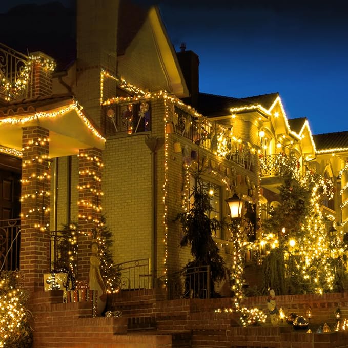BlcTec Warm White Christmas Lights, 300 LED 108FT Christmas Tree Lights with 8 Modes, Waterproof, UL Certified, Timer, Memory, End to End Connectable String Lights for Indoor Outdoor Xmas Decorations