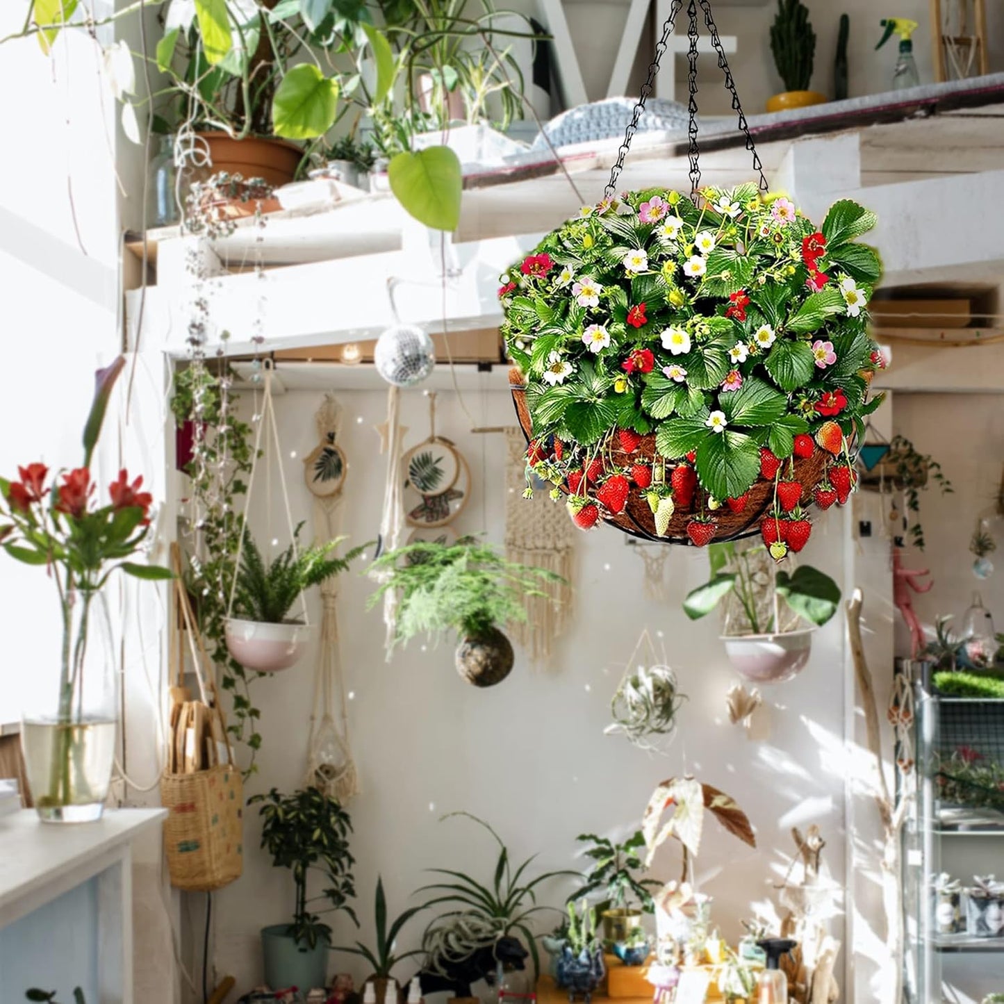 Hanging Baskets for Plants Outdoor(12 inch 4 Pack)- Coconut Coir Hanging Planters Outdoor,Metal Wire Baskets with Coco Liner, Hanging Pots for Plants Indoor, Flower Pots for Railings