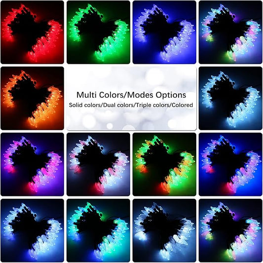 Brizled RGB Christmas Lights, 33ft 100 LED C5 Color Changing Outdoor, Connectable String Lights with Remote, Dimmable Xmas Tree Party