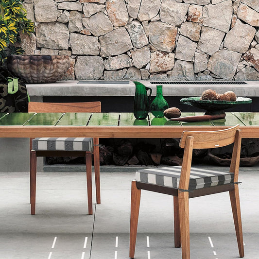 Square Corner Seat Cushions, 19" x 19" x 3", Set of 4, Indoor Outdoor Water Repellent Universal Chair Pads with Ties for Patio Furniture, Garden Deck Dining Chairs, Gray Stripe