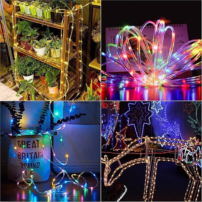 XEWEA Solar Rope Lights Outdoor,16Colors 66LED 39Ft String Light with 20Modes Remote, Solar Powered Rope Tube Lights for Garden Fence Paito Yard Christmas Decoration