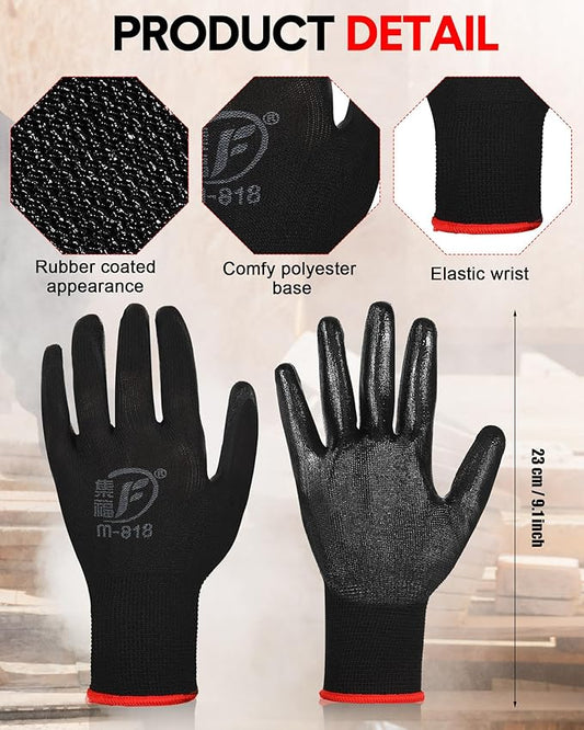 Nuogo 24 Pairs Gardening Gloves for Men Women Rubber Coated Landscaping Work Gloves Safety Work Construction