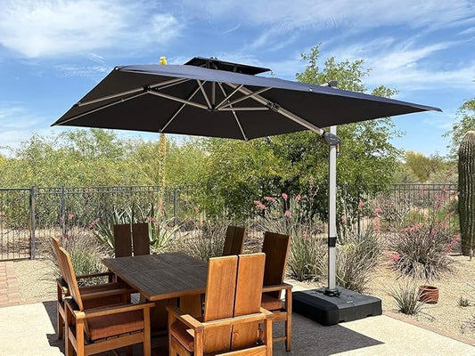 PURPLE LEAF 9' X 11' Patio Umbrella Outdoor Rectangle Umbrella Large Cantilever Umbrella Windproof Offset Heavy Duty Sun for Garden Deck Pool Patio, Navy Blue